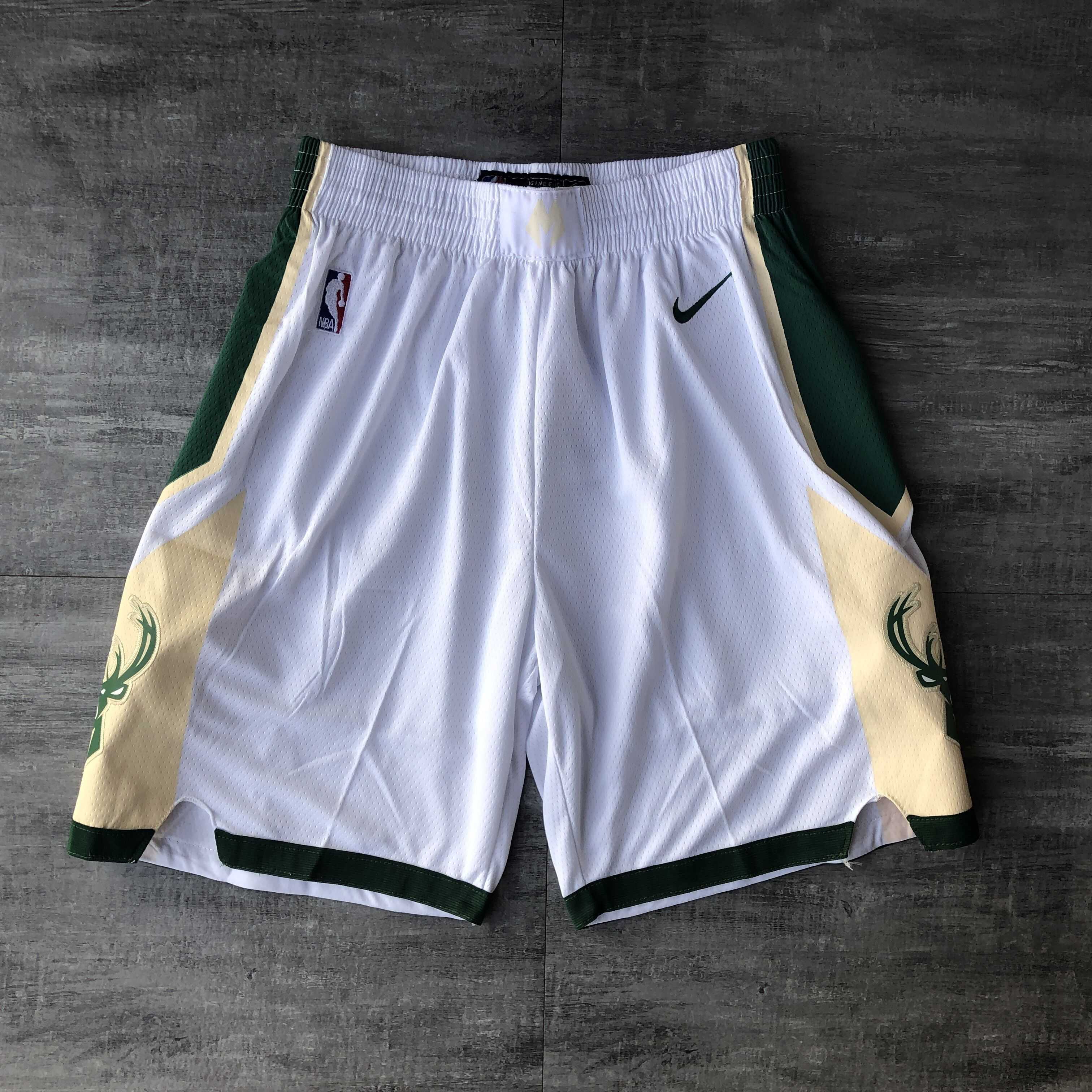 Men NBA Milwaukee Bucks White Shorts 0416